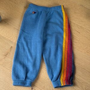 Aviator Nation Kids Blue Joggers with Rainbow Side Stripe